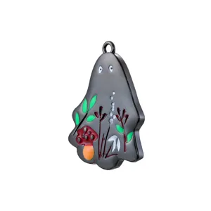 Pendentif chauve-souris fantôme Halloween émail noir en métal pour bricolage bijoux accessorio