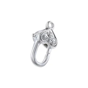 Close-up detail of silver metal DIY keychain lobster clasp accessory with rotating ring charm.