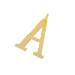 Gold Letter A Pendant Detail Shot Shiny Metal Initial Charm DIY Jewelry Accessory