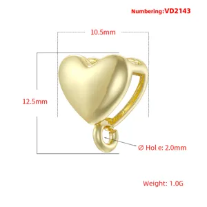 Ciondolo cuore dorato connettore cauzione 10.5x12.5mm accessori per creazione gioielli