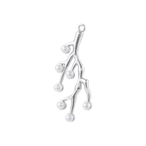 Silver branch pearl pendant, delicate jewelry detail showcasing exquisite craftsmanship and style.