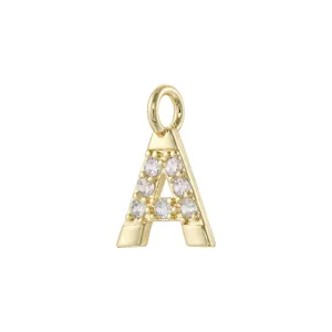 Ciondolo Lettera A Dorato Zircone Cubico Strass Fai da Te Collana Orecchino Accessorio