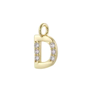 Ciondolo Lettera D in Rame Placcato Oro con Zircone per Collana Bracciale DIY Gioielli Moda