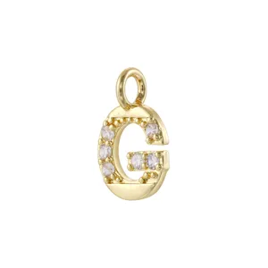 Ciondolo lettera G in rame dorato con zirconi cubici ciondolo DIY per collana bracciale.