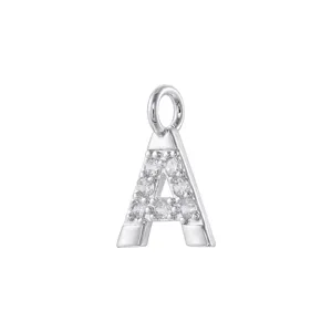 Ciondolo lettera A colore argento zircone rame fai da te collana bracciale gioielli