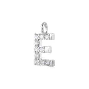Ciondolo con lettera E in zircone argento accessorio componente collana bracciale DIY