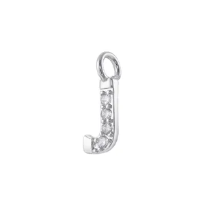 Ciondolo con lettera J in argento e zirconi cubici scintillanti per la creazione di gioielli.