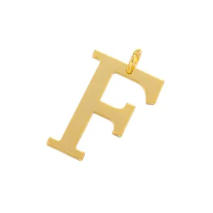 Gold letter F pendant detail shot, stylish initial charm for custom jewelry making accessories.