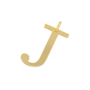 Gold metal letter J pendant charm detail, perfect for DIY jewelry making and stylish keychains.