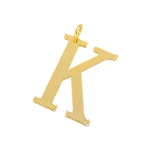 Gold letter K metal pendant charm for keychain or stylish jewelry DIY crafts accessory.