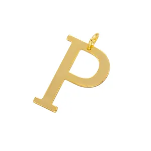 Gold letter P pendant charm for DIY jewelry making, necklace bracelet and keychain accessories.