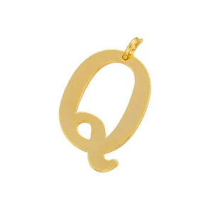 Gold letter Q pendant charm, metallic alphabet initial keychain accessory for DIY jewelry