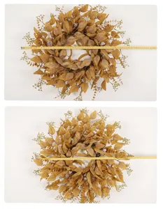 Couronne de feuilles d'eucalyptus d'automne pour porte d'entrée déco de fête récolte.