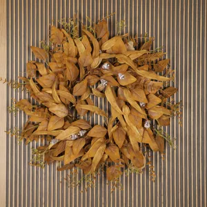 Couronne de feuilles d'eucalyptus d'automne porte d'entrée fête des récoltes 1pc