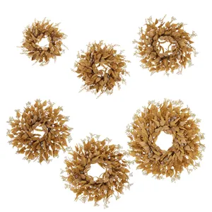 Ensemble de couronne de feuilles d'eucalyptus d'automne pour decoration de porte.