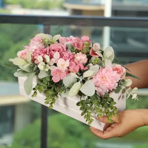 Künstliche Blumen Topfpflanze rosa Rosen Strauß Hochzeit Dekoration Heimdekoration Blumen