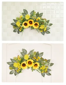 Artificial sunflower door swag spring summer floral lintel hanging home wedding decor