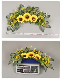 Artificial sunflower swag floral garland for front door home wedding decor hanging