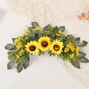 Artificial Sunflower Lintel Green Door Hanging Spring Summer Wedding Home Decoration Pendant Silk Flower Floral Garland