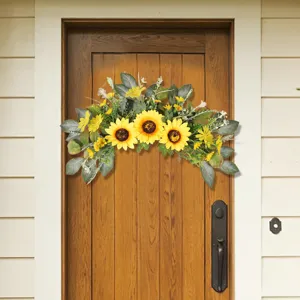 Artificial sunflower door swag floral decoration for front door home spring summer wedding decor