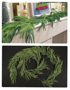 Norfolk pine garland PE green soft plastic artificial pine needle vines for Christmas decoration