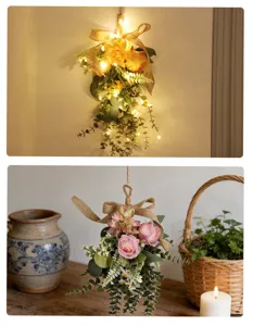 Frühling Sommer Dahlie künstliche Rose Tropfen Girlande Wandbehang Dekoration Detail