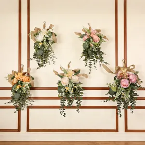 Frühling Sommer Dahlie Künstliche Rose Träne Wandbehang Dekor Seidenblume Haus Wanddekoration mit Optionalem Licht