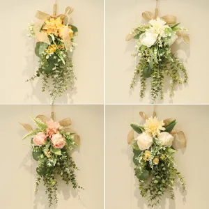 Künstliche Dahlien Rose Träne Wandbehang Blumen Dekor für Zuhause Frühling