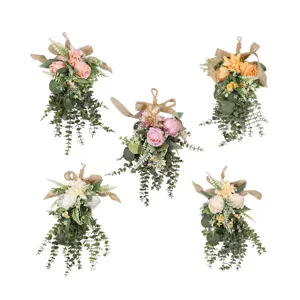 Künstliche Dahlien Rose Tränenform Wandbehang Blumendekoration für Heimdekoration und Frühling.