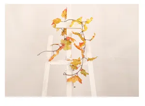 Guirlanda de hojas de arce de otoño artificiales 100cm para decoración del hogar