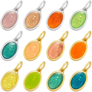 Pendentif Portrait en Émail Plaqué Or En Cuivre Ovale Accessoire de Bijoux de Bricolage Pour Femmes