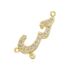 Gold plated micro pave cubic zirconia DIY jewelry connector pendant accessory for charm making.