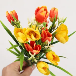 Artificial tulip flower bouquet for home table decoration and indoor plant decor.