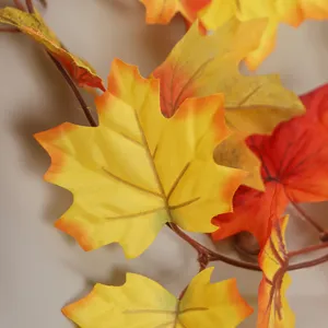 Guirlanda de hojas de arce artificiales de otoño para decoración del hogar, vid de 100cm.