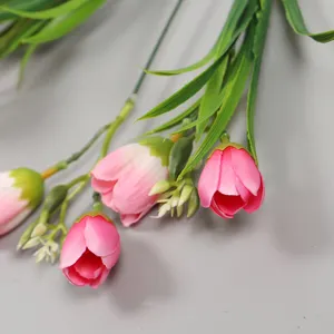 Artificial tulip bouquet pink fake flowers spring plant home table decor floral design