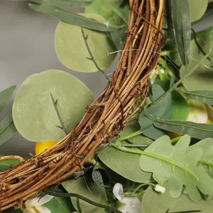 Couronne de fleurs artificielles printemps feuille d'olivier guirlande citron déco