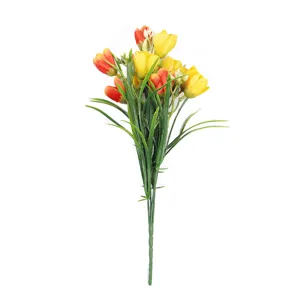 Artificial tulip bouquet spring grass flower fake plant home table decoration centerpiece