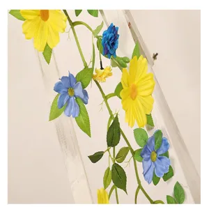 Detail view of artificial cosmos flower vine, perfect for home door hanging and wedding decor.