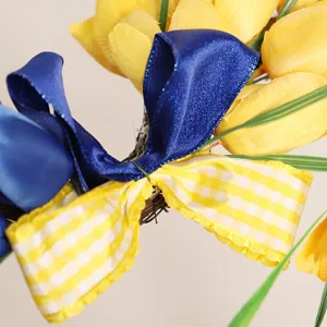 Artificial Tulip Spring Summer Wreath Front Door Hanging Home Decor Floral Ornament