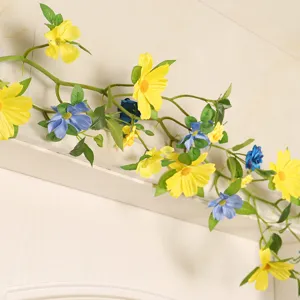 Artificial cosmos flower vine garland for home wedding party wall door decoration