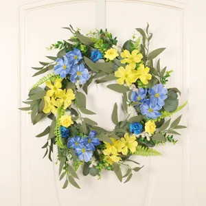 Ghirlanda di fiori artificiali primavera cosmea foglia di salice per porta decorazione