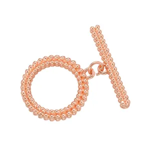 Rose gold tone beaded toggle clasp jewelry DIY accessory detail shot, smooth finish.
