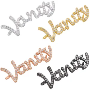 Cuivre Micro-Incrusté Zirconia Mot Anglais Vanity Lettre Pendentif DIY Collier Boucle d'Oreille Accessoires de Bijoux de Mode