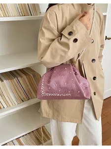 Sac bandoulière femme mode perle coquillage brillant élégant rétro sac épaule soirée quotidien.