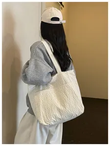 Lässige weiße Blasengaze Tote Tasche, große Kapazität minimalistische Umhängetasche für Alltag.