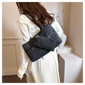 Κομψή γυναικεία τσάντα denim tote, μεγάλη τσάντα ώμου για καθημερινή χρήση και δουλειά.