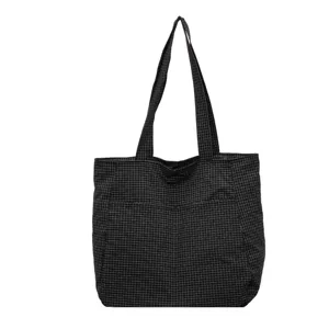 Schwarze weiße Gitter Tote Bag große Kapazität lässige Schultertasche Einkaufstasche