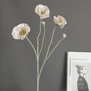 Fiore di papavero floccato artificiale decorazione casa stile nordico elegante