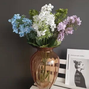 Simulación Crepe Hortensia Pequeña Rama Sencilla Flor Artificial Para Decoración Nórdica Del Hogar Hotel Boda Arreglo Floral