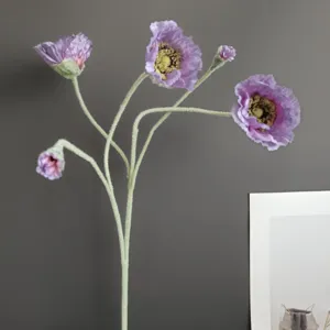 Ramo di papavero floccato artificiale decorazione casa nordica minimalista fiore finto